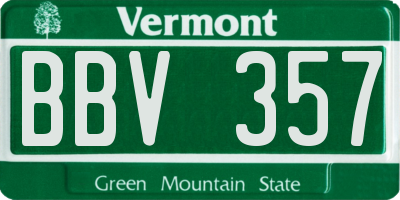 VT license plate BBV357