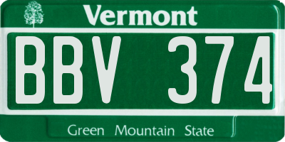 VT license plate BBV374