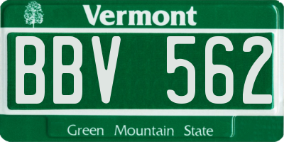 VT license plate BBV562