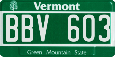 VT license plate BBV603