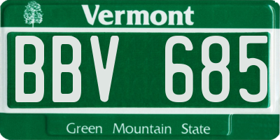 VT license plate BBV685