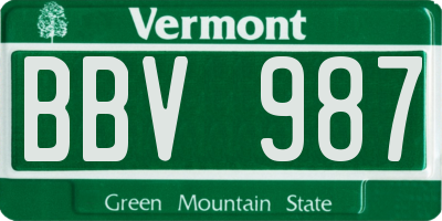 VT license plate BBV987