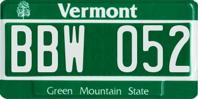 VT license plate BBW052