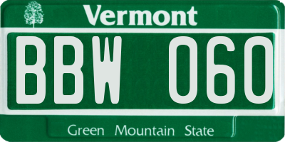 VT license plate BBW060