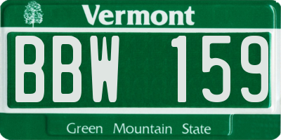 VT license plate BBW159