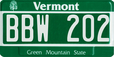 VT license plate BBW202