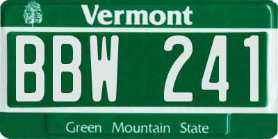 VT license plate BBW241