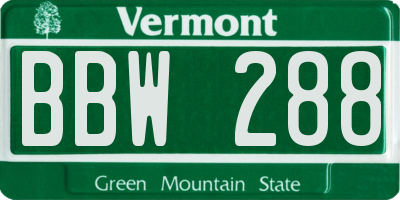 VT license plate BBW288