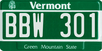 VT license plate BBW301