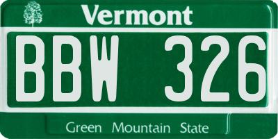 VT license plate BBW326