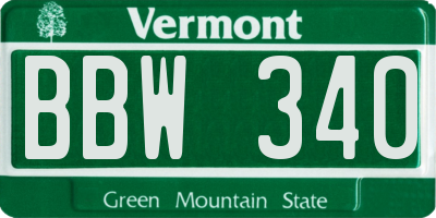 VT license plate BBW340