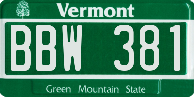 VT license plate BBW381
