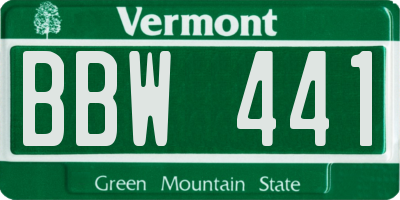 VT license plate BBW441