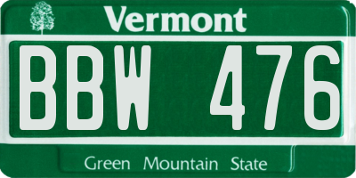VT license plate BBW476