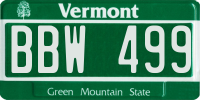 VT license plate BBW499