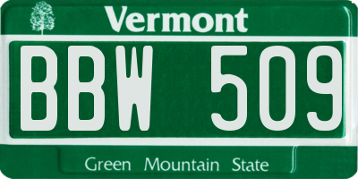 VT license plate BBW509
