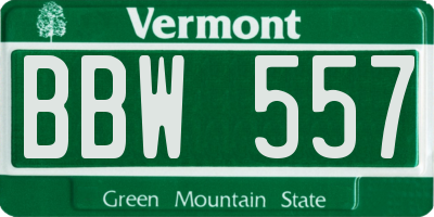 VT license plate BBW557