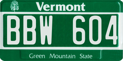 VT license plate BBW604