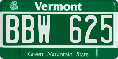 VT license plate BBW625