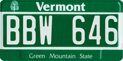 VT license plate BBW646