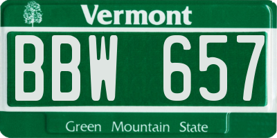 VT license plate BBW657