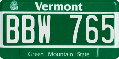 VT license plate BBW765
