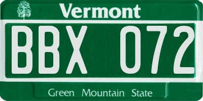 VT license plate BBX072