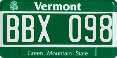 VT license plate BBX098