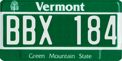 VT license plate BBX184