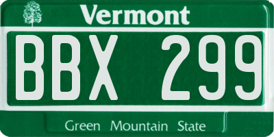 VT license plate BBX299
