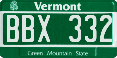 VT license plate BBX332