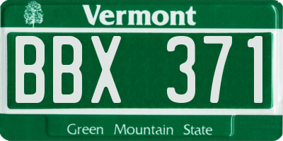 VT license plate BBX371