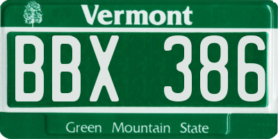 VT license plate BBX386