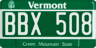 VT license plate BBX508