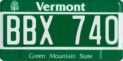 VT license plate BBX740