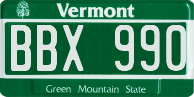VT license plate BBX990