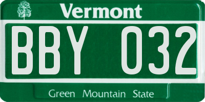 VT license plate BBY032