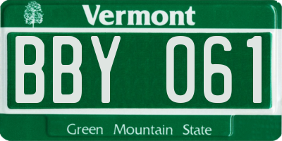 VT license plate BBY061