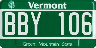 VT license plate BBY106