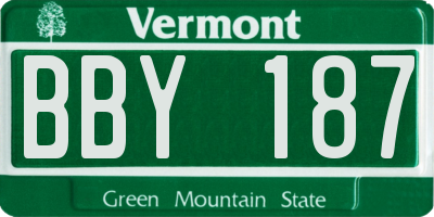 VT license plate BBY187