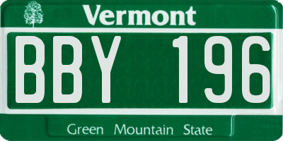 VT license plate BBY196