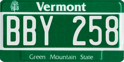 VT license plate BBY258