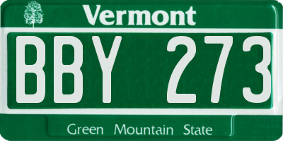 VT license plate BBY273