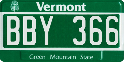 VT license plate BBY366