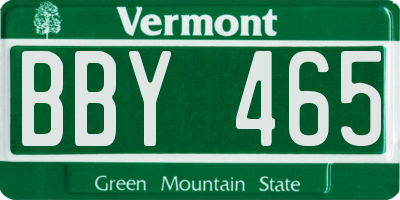 VT license plate BBY465