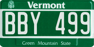 VT license plate BBY499