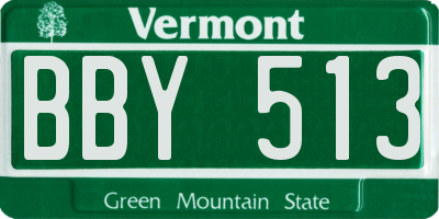 VT license plate BBY513