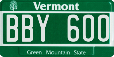 VT license plate BBY600