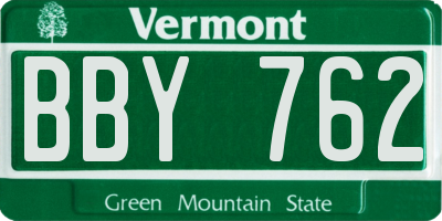 VT license plate BBY762