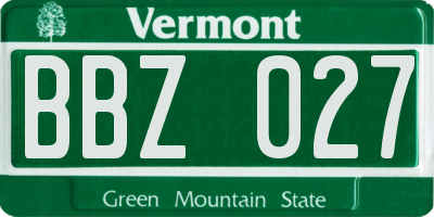 VT license plate BBZ027